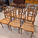 6 Louis XV oak caned chairs