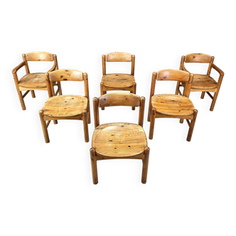 Chaises de salle à manger en bois de pin Rainer Daumiller pour Hirtshals Savvaerk - lot de 6 - années 1970
