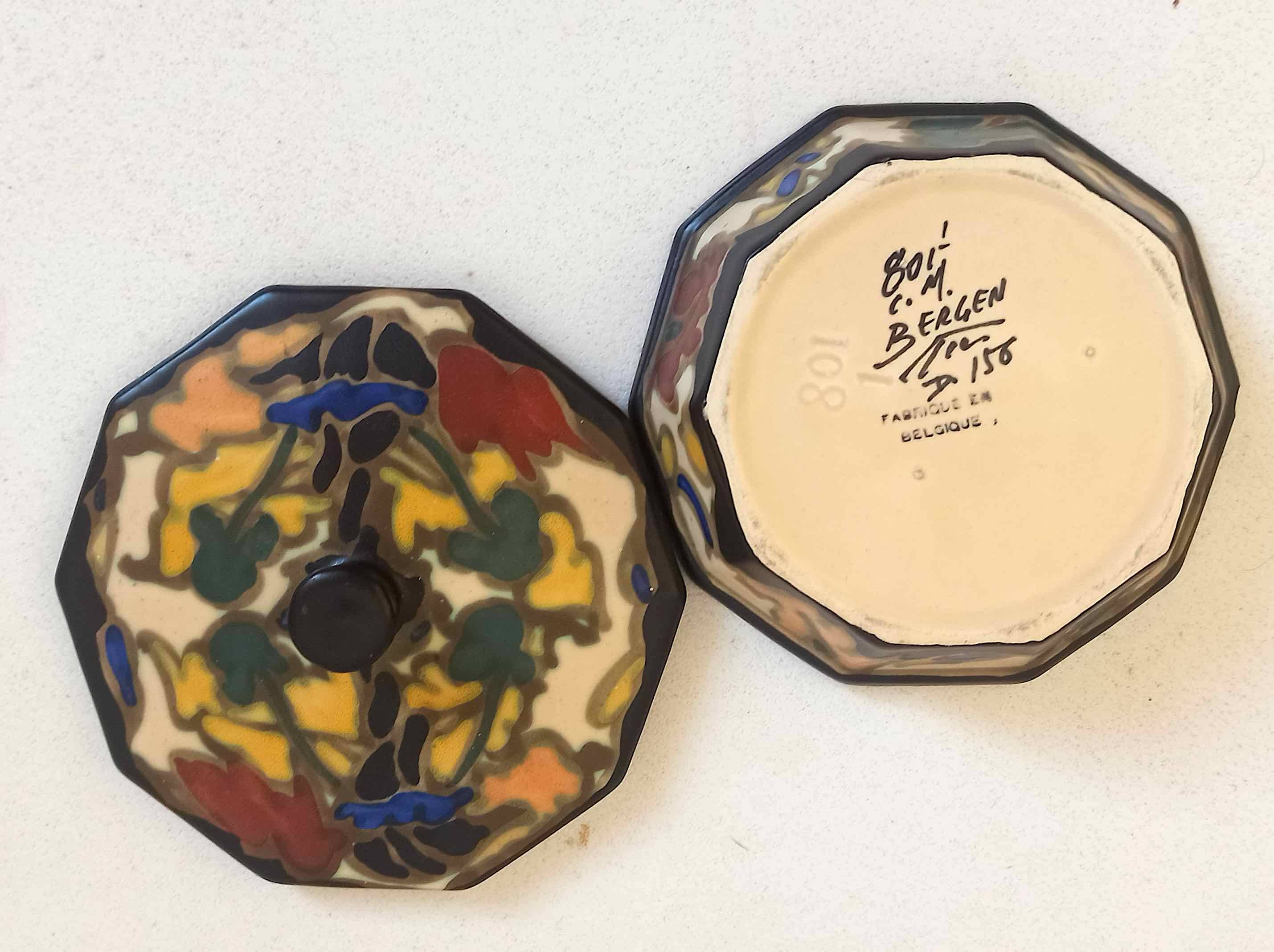 Ceramic candy box Bergen, Belgium 1920s Width 14 cm