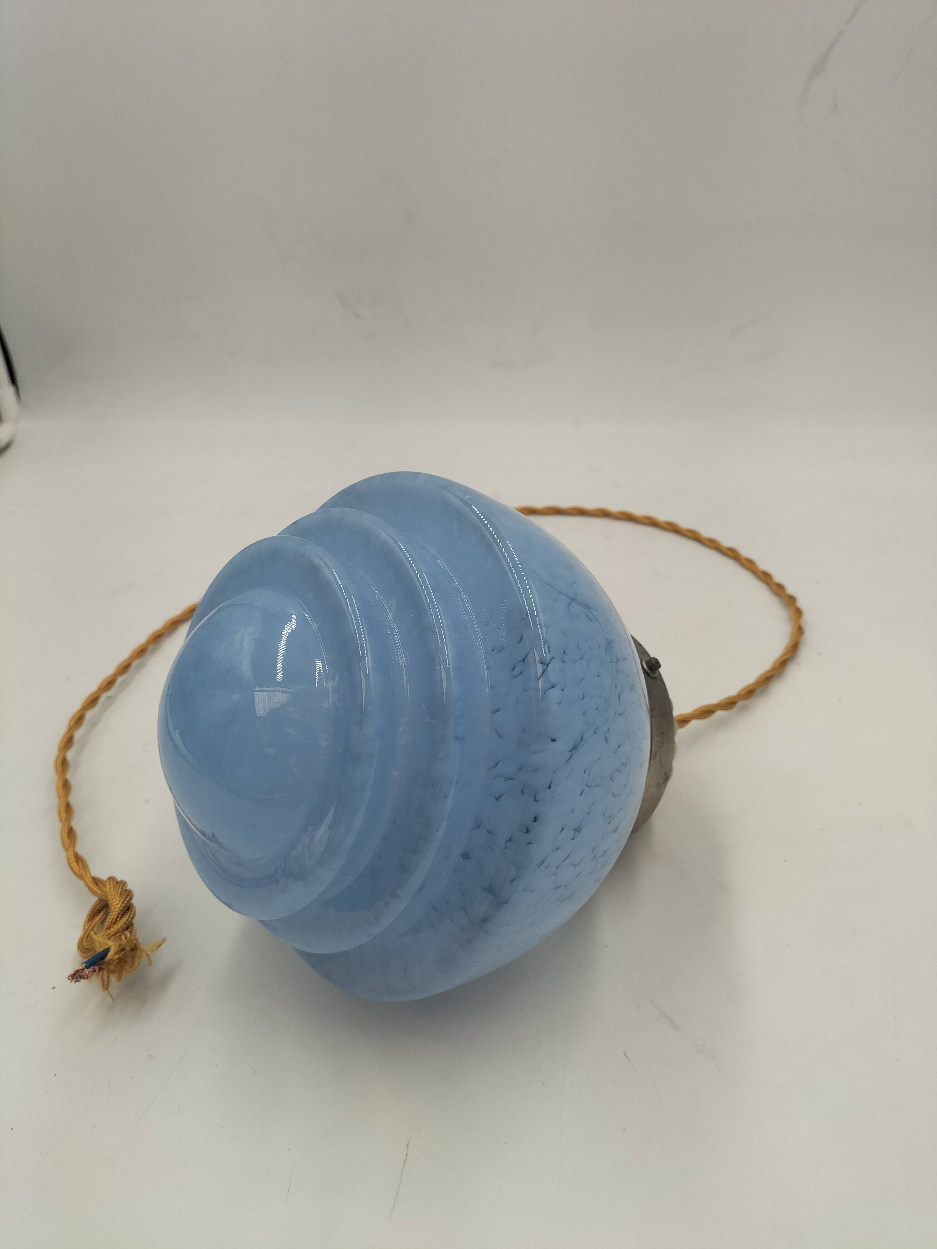 Speckled blue opaline pendant light