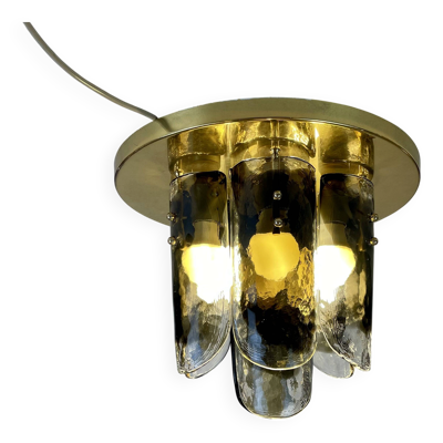 Murano & Brass Ceiling Lamp by J.T. Kalmar, Austria, 1960s