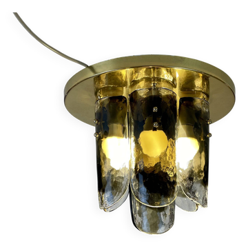 Murano & Brass Ceiling Lamp by J.T. Kalmar, Austria, 1960s