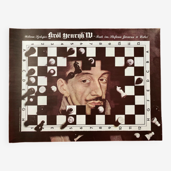 Affiche originale polonaise théâtre "Roi Henry IV Shakespeare" 1979