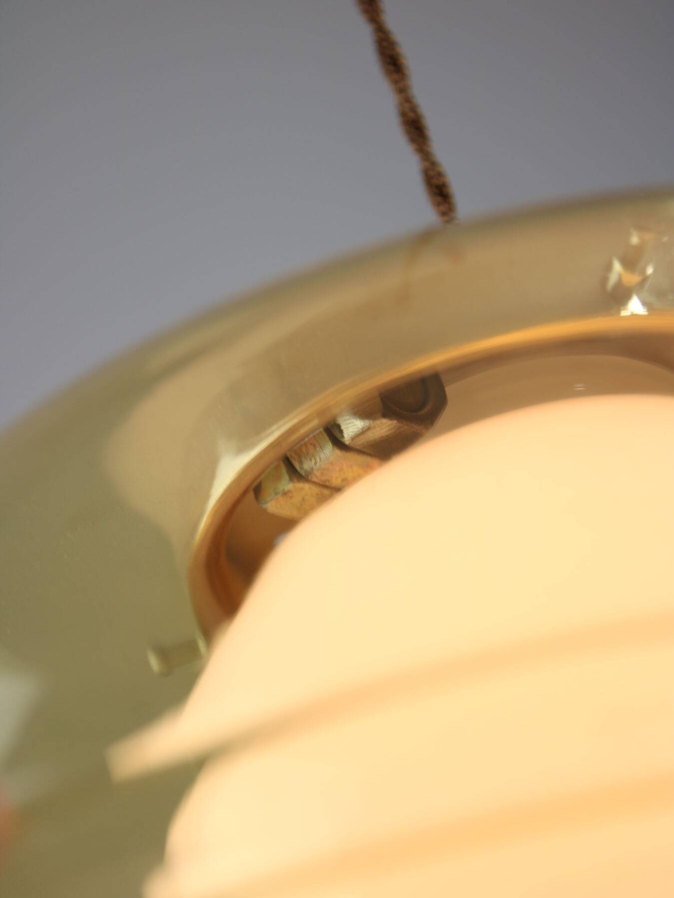 Vintage Italian Chrome and Glass Pendant Lamp, 70s