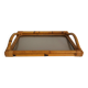 Plateau vintage bambou verre fumé années 70