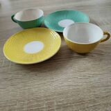 2 cups and s/t Sarreguemines. Digoin