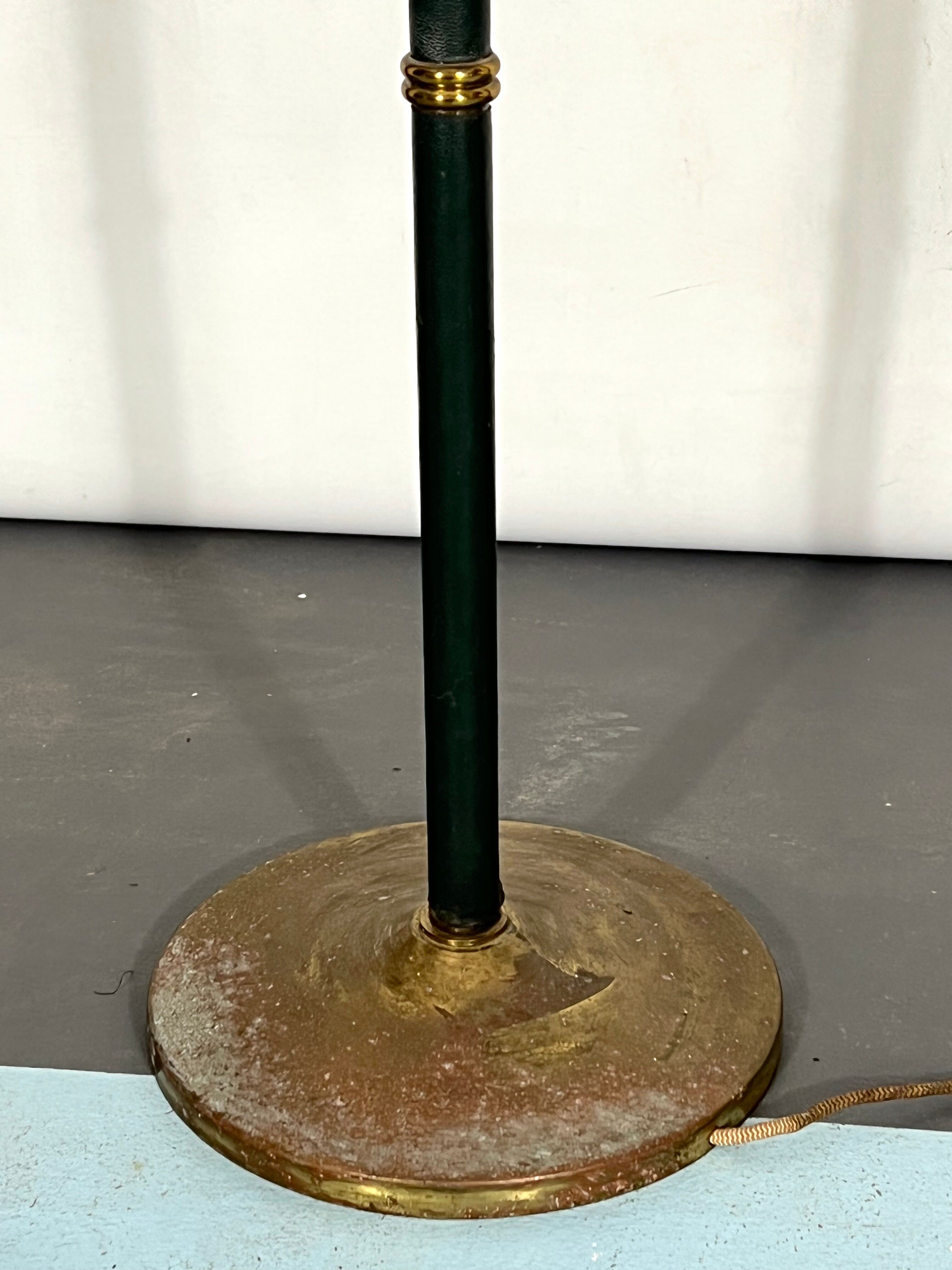 Arredoluce Monza, vintage brass and leather floor lamp. 40s