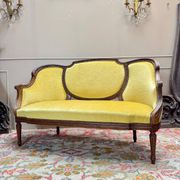 Banquette, natural wood canapé in louis xvi style, 19th century