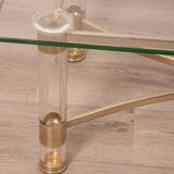 Vintage 70's table in brass and lucite design by sandro petti for metalarte