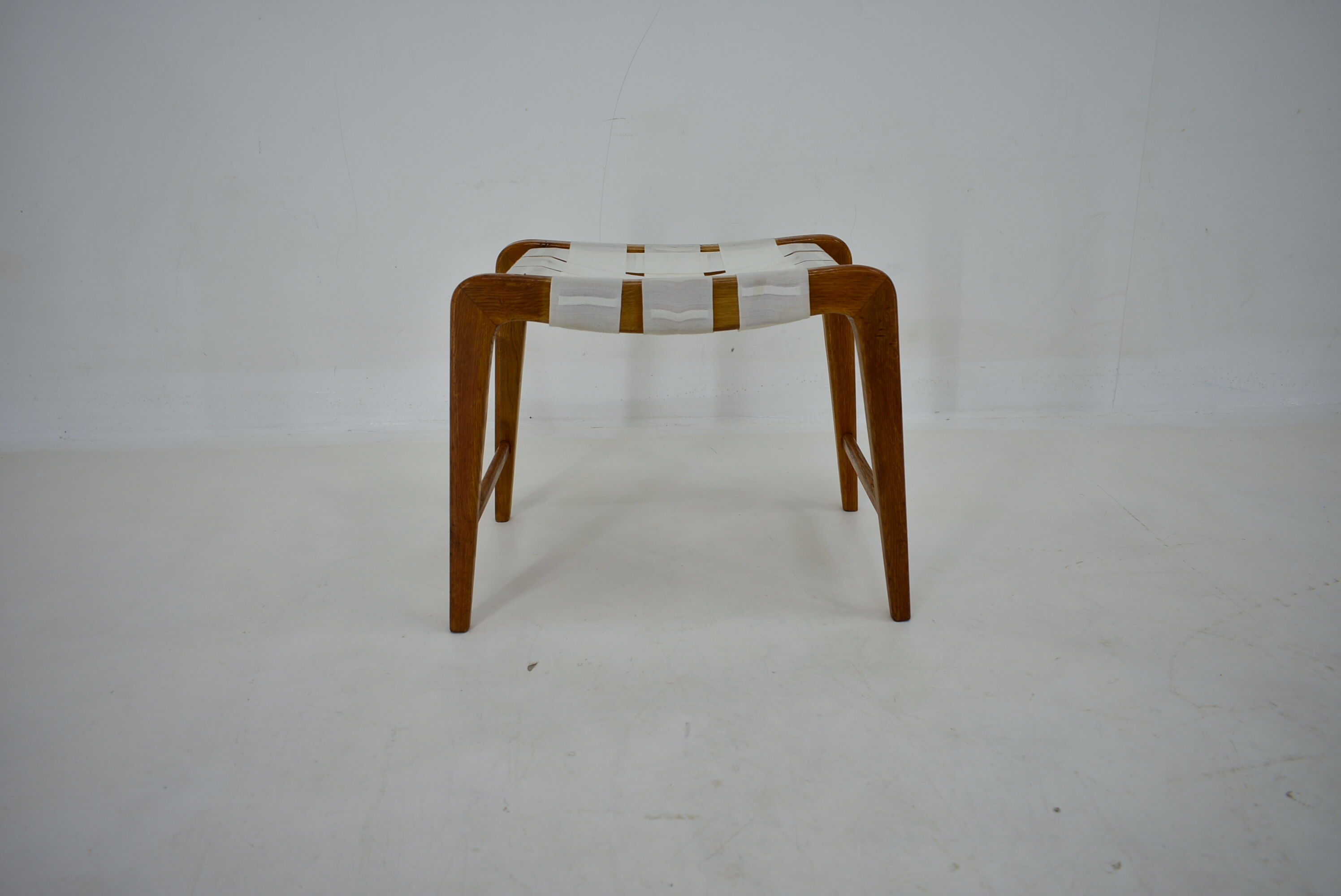 1940s, Jan Vanek Sculptural Oak Stool or Ottoman, Czechoslovakia