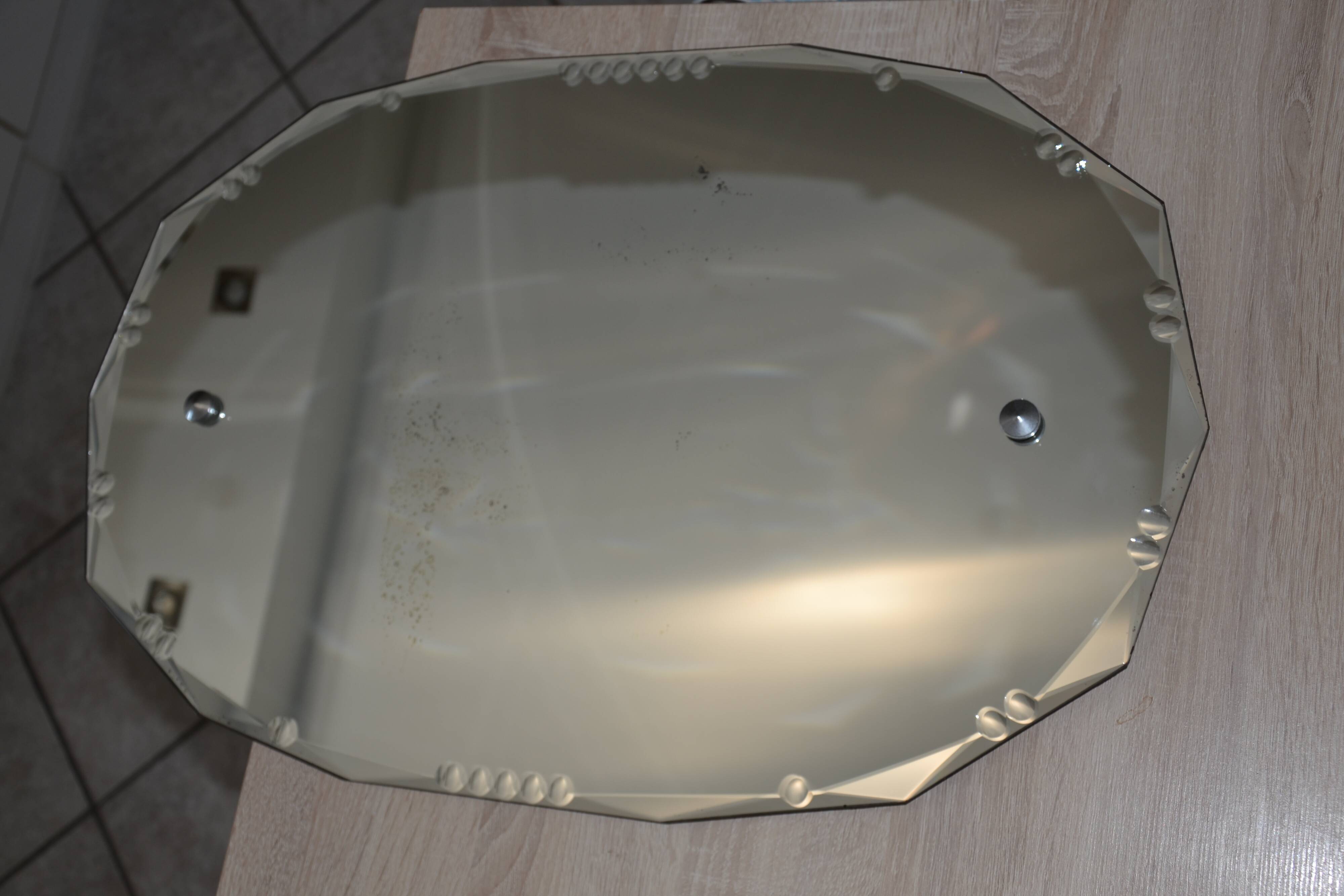 Art Deco beveled chiseled mirror