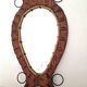 Brutalist mirror in wood and rope, free form.