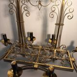 Important gilded brass chandelier circa 1940
