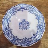 Rare gien earthenware plate couronne armoireries 19th century