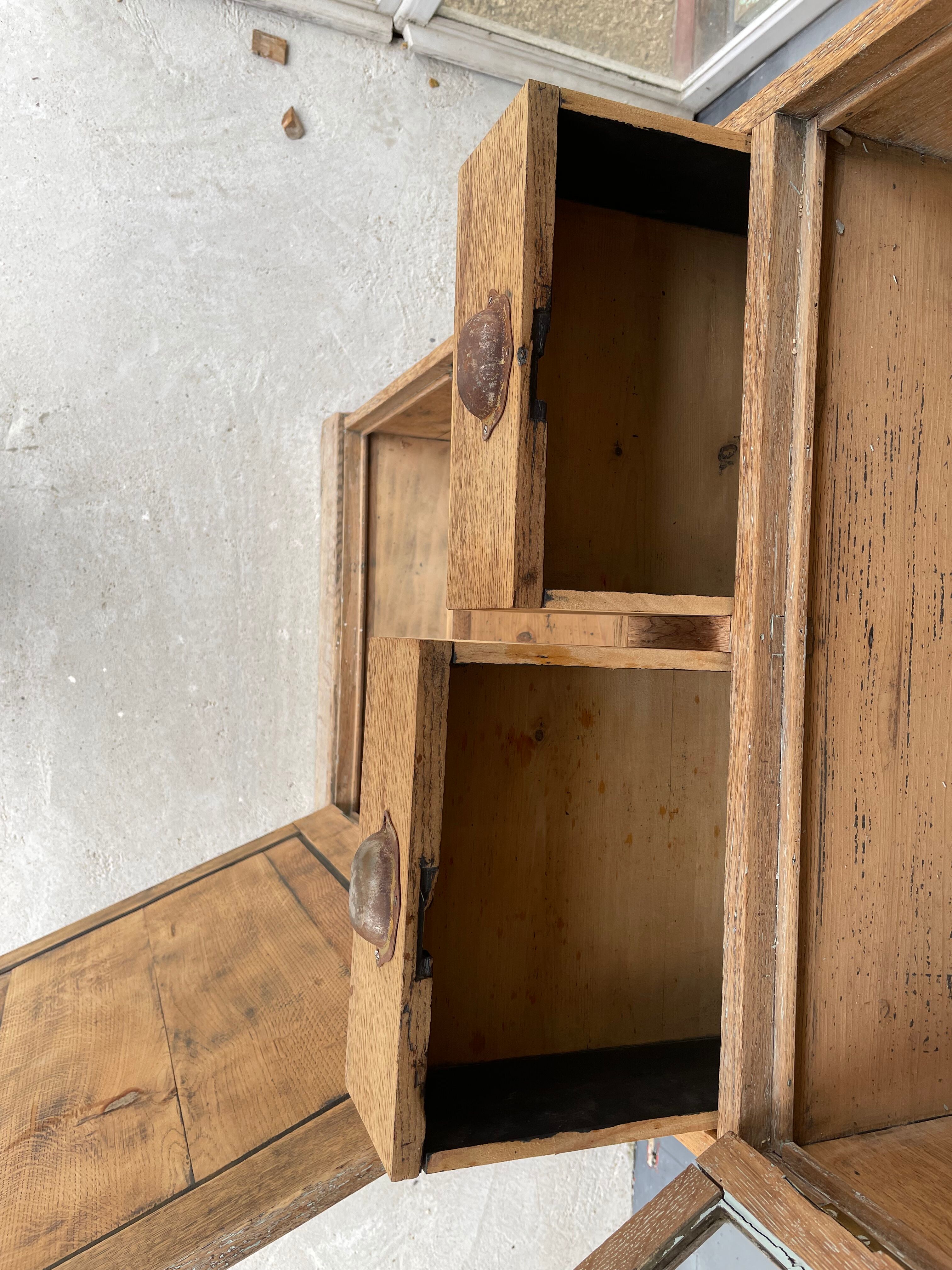 Antique solid oak showcase