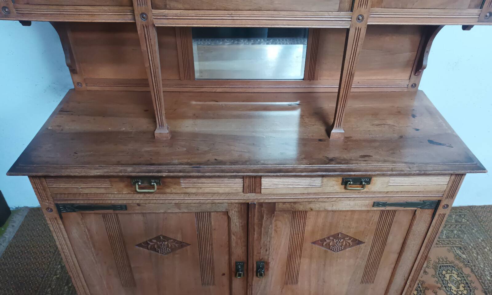 Art Nouveau Art Deco buffet in blonde walnut
