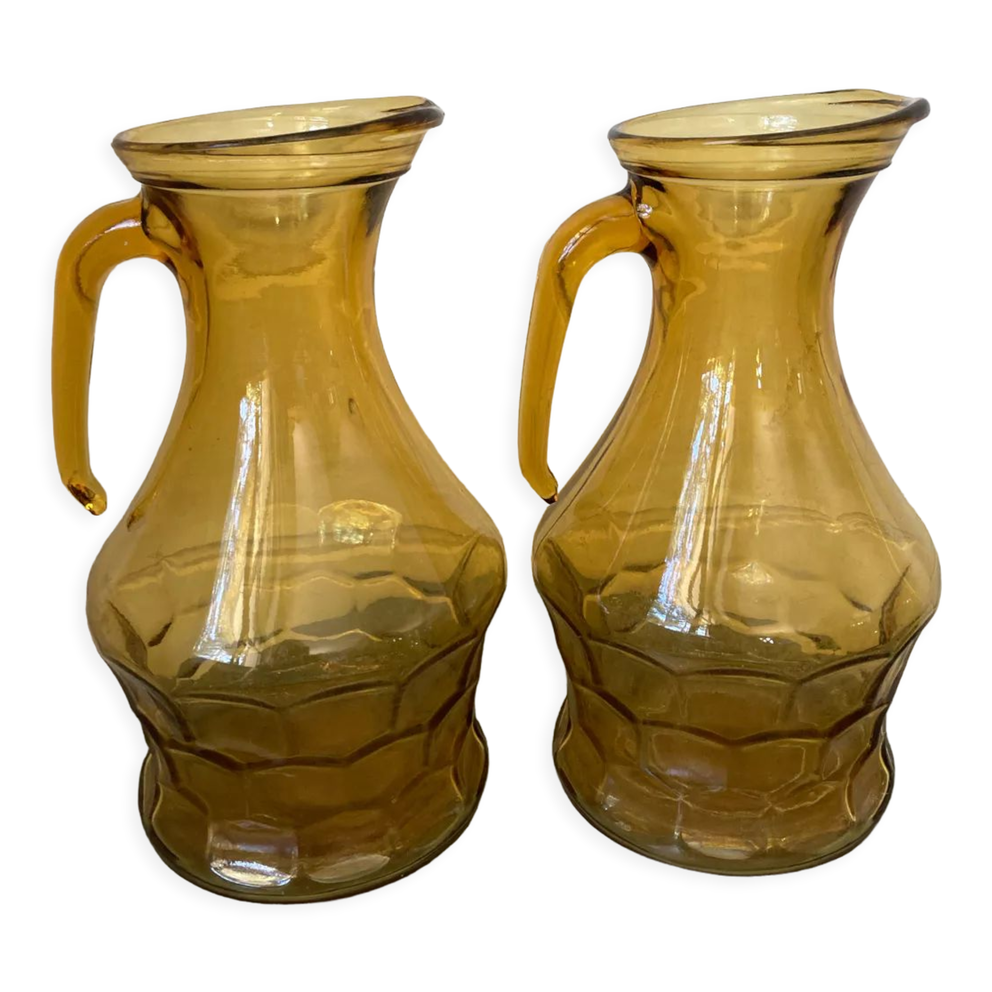 Pair of smoked glass pitchers