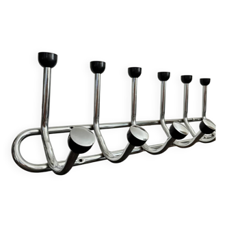 Old chrome coat rack with 12 hooks