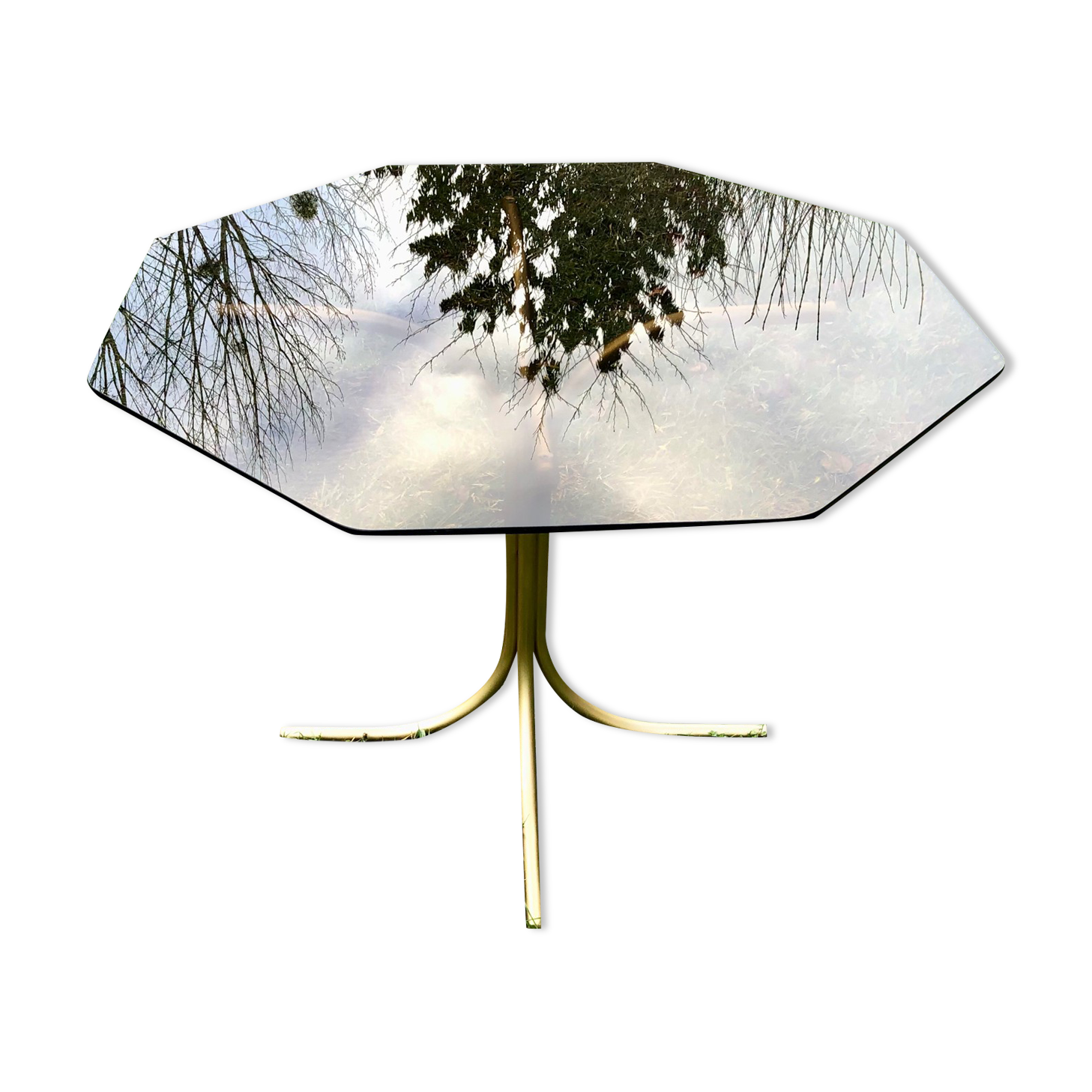 Octagonal table smoked glass