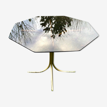 Octagonal table smoked glass