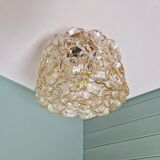 Brass and amber textured glass ceiling light, design by Helena Tynell, Limburg.