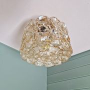 Brass and amber textured glass ceiling light, design by Helena Tynell, Limburg.