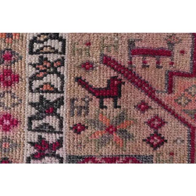 1970s Vintage Turkish Hand-Knotted Wool Cotton Beige Runner Rug 80x348