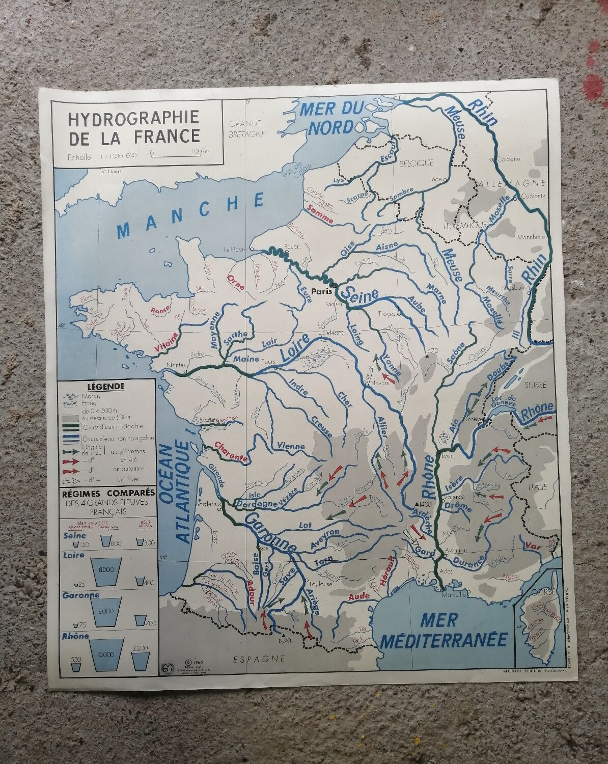 Carte scolaire vintage mdi FRANCE Méditerranée