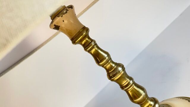 Solid brass lamp and fabric, 60s