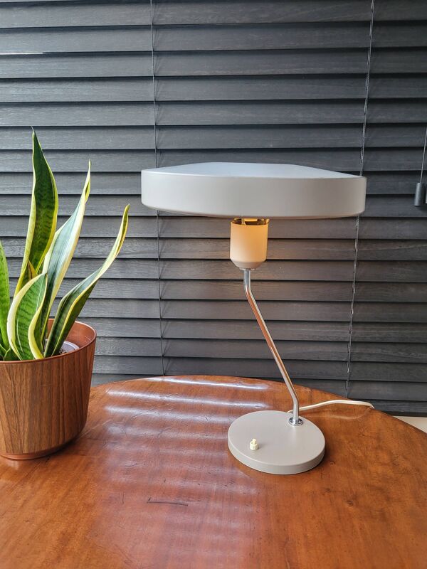 Lampe de bureau vintage Louis Kalff, modèle Romeo, années 1960, gris, Pays-Bas