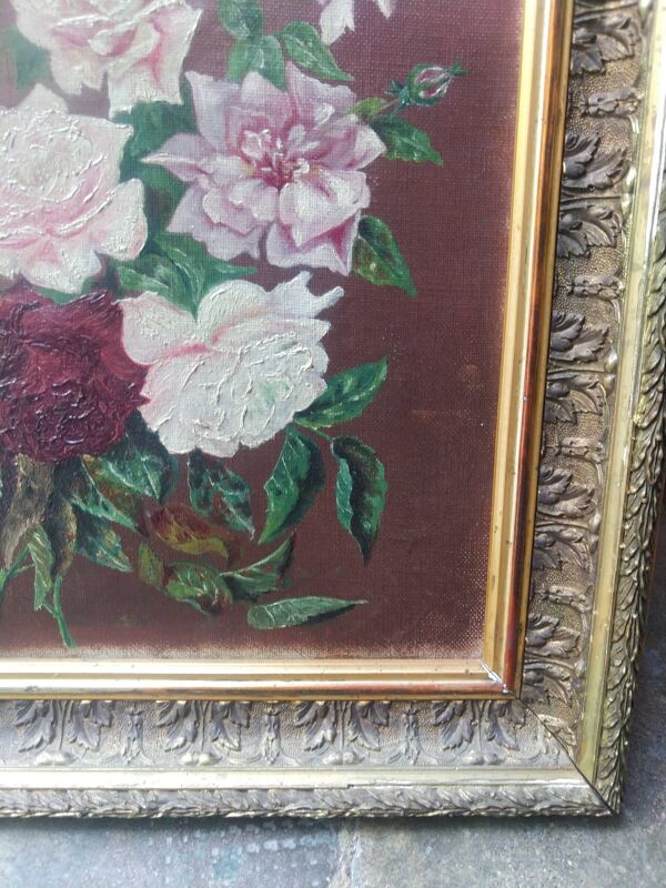Peinture à l'huile, bouquet de fleurs