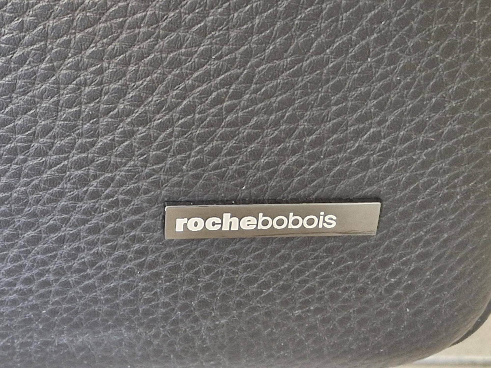 "Pulsation" canapé Roche Bobois, with headrests, black leather.