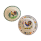 Two collection plates hand-painted rooster pattern signed fab Quimper and wolf mill hamage