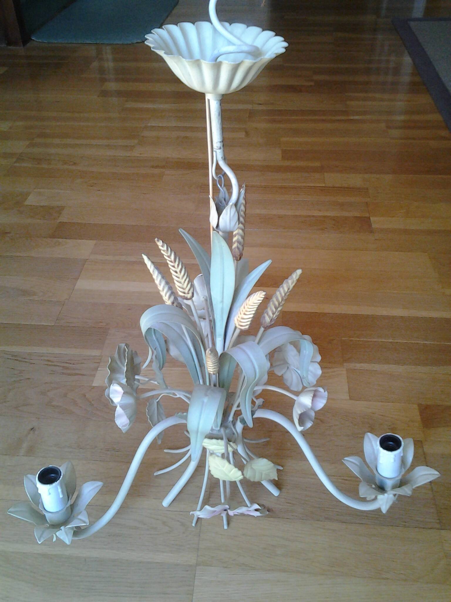 Lustre vintage en métal à décor floral
