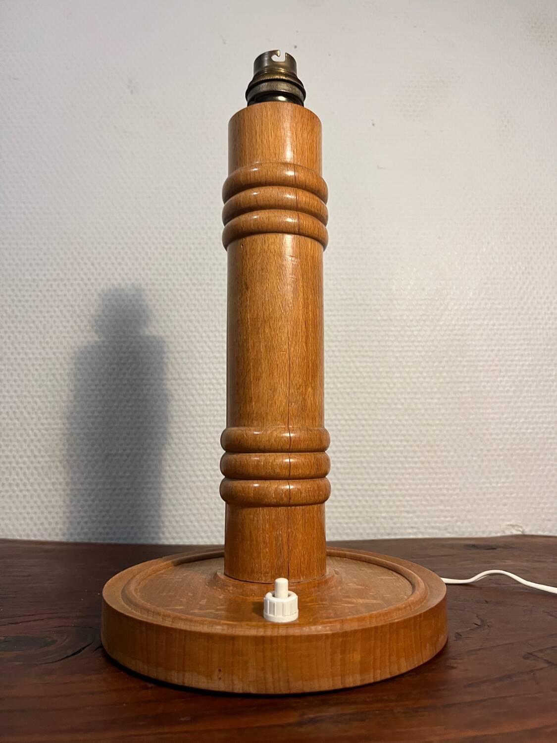 Wooden lamp base from the 60s