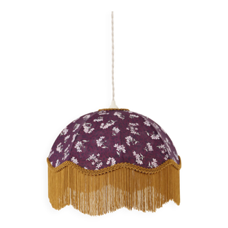 Vintage umbrella pendant light with liberty print and fringes