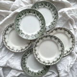 6 mismatched ironstone flat plates Murier Violetta