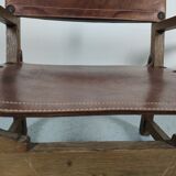 Pair of Spanish vintage leather armchairs 1920/1930