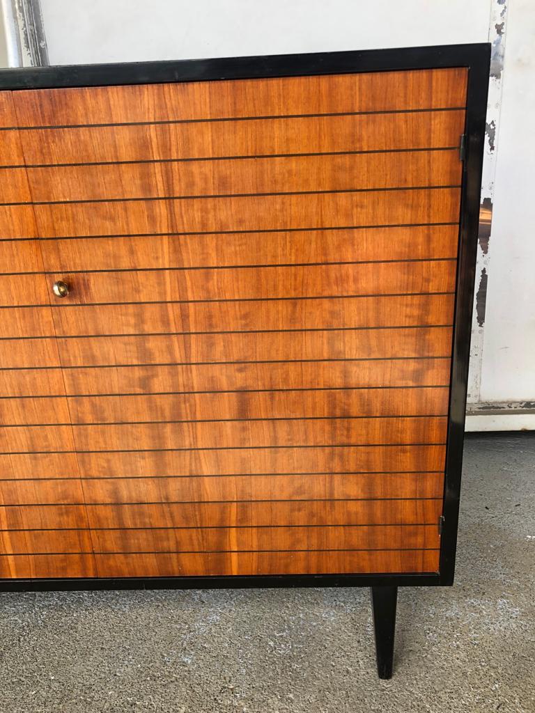 Vintage black lacquered buffet and wood Maurice Flachet