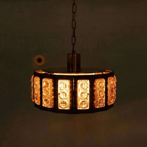 Suspension vintage en verre design danois, suspendue midcentury