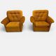 Vintage lounge chair on wheels in golden mustard corduroy 70s