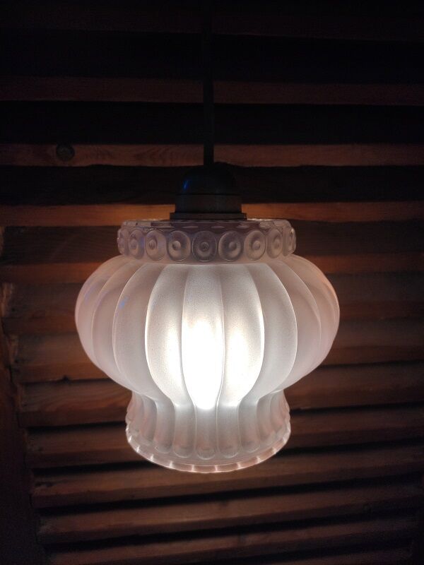 Pendant lamp globe molded glass rose