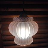 Pendant lamp globe molded glass rose