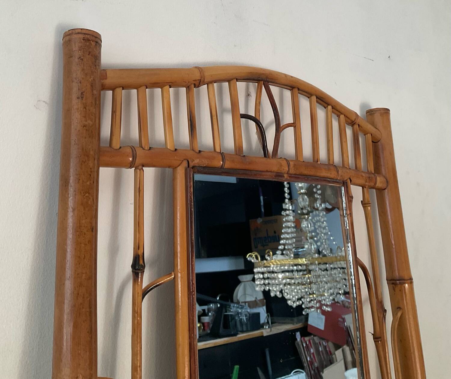 Rattan mirror from the 1950s-60s