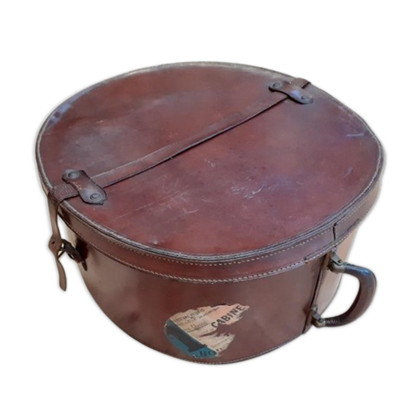 Leather hat box