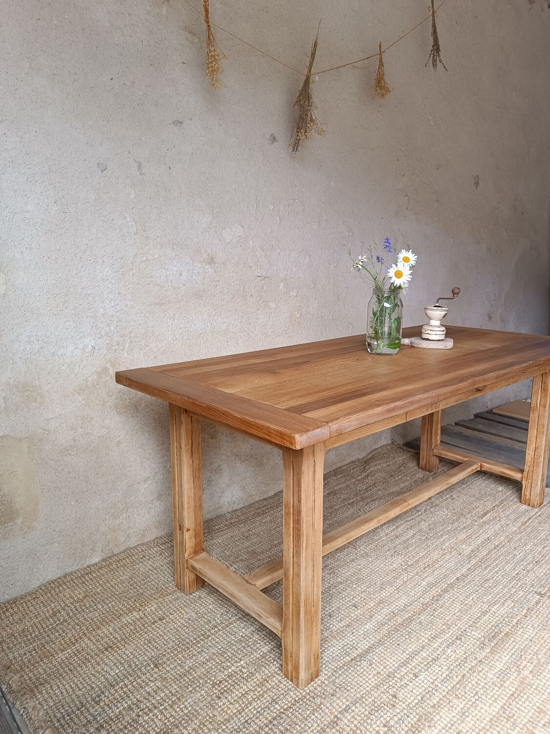 Solid wood farmhouse table