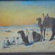 Ancient painting oil s wood, orientalist Bedouin camel desert unsigned