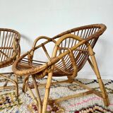 Pair of vintage rattan armchairs