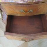 Pair of 2 Louis XV bedside tables - marquetry - 2 drawers - pink marble