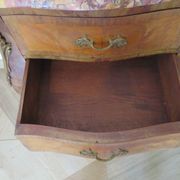 Paire de 2 chevets-louis xv-marqueterie-2 tiroirs-marbre rose
